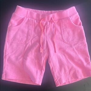 SO Pink Terry Drawstring Bermuda Shorts
